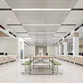 Spacious Modern Service Hall Interior With Service Counters Waiting Seats And Bright Lighting 3d model
