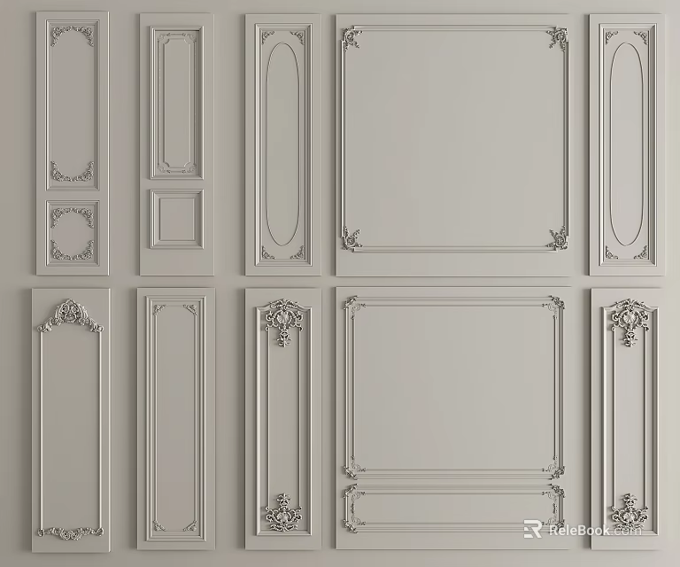 Decorative Gypsum Moldings With Various Classic Patterns For Interior Design Projects 3d model