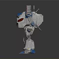 Sci Fi Robotic Character With Blue White Mechanical Design And Red Accent Lights 3d model