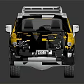 Yellow Off Road Car With White Roof And Roof Rack Silver Wheels