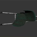 Green Wheelbarrow With Silver Metal Frame And Single Worn Wheel On Gray Background