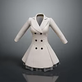 Elegant White Double Breasted Coat with Flared Hem for Everyday Wear
