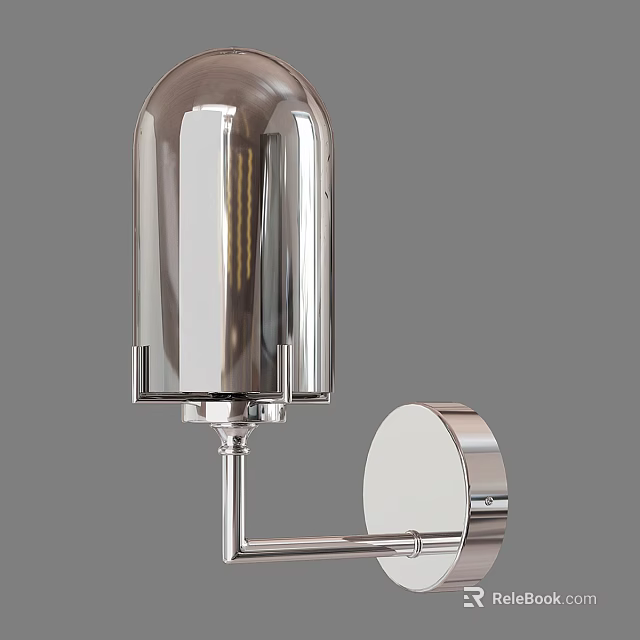 Modern Chrome Wall Light With Cylindrical Shade And Round Metallic Finish 3d model 