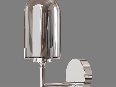 Modern Chrome Wall Light With Cylindrical Shade And Round Metallic Finish 3d model