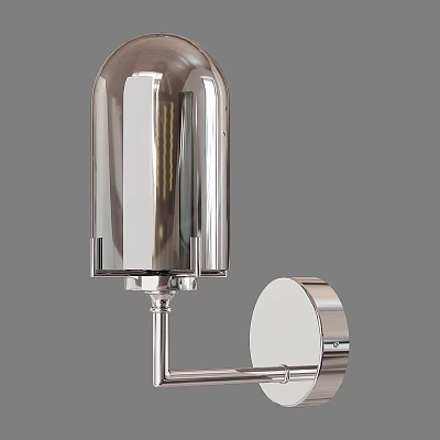 Modern Chrome Wall Light With Cylindrical Shade And Round Metallic Finish 3d model