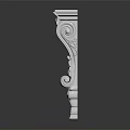 White Decorative Carved Corbel With Intricate Scroll And Floral Patterns 3d model
