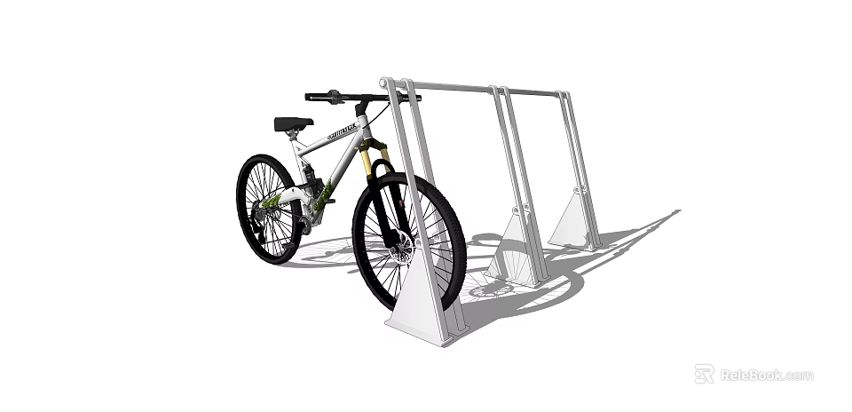 Sturdy Metal Bicycle Rack With Parked Bicycle And Stable Base Structure 3d model 