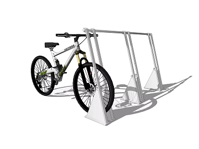 Sturdy Metal Bicycle Rack With Parked Bicycle And Stable Base Structure 3d model