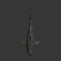 Realistic Striped Shark With Detailed Body And Fins On Dark Background