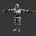 White And Red Mechanical Robot Character With Outstretched Arms Standing 3d model