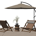 Outdoor Leisure Chair Outdoor Table and Chair Rattan Chair Sunshade 3d model