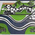 Beautiful Garden Landscape Design With Winding Paths Green Lawns Circular Slabs And Pine Trees