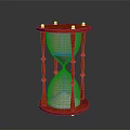 Decorative Red Framed Hourglass With Transparent Glass Sand And White Top Accents