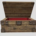 Open Wooden Storage Box for Hardware Tools with Red Diamond Lining and Metal Clasps