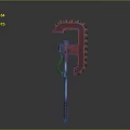Red Serrated Tactical Weapon With Metal Pole Red Grip And Black Cord