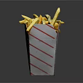 Crispy French Fries Served in Red and White Striped Paper Container