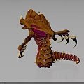 Fierce Fantasy Creature With Orange Pink Exoskeleton Spiked Body Clawed Limbs And Long Tail