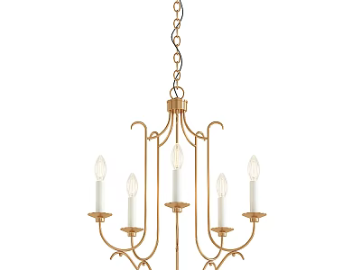 Classic Gold Frame Chandelier With Curved Metal Arms And Candle Shaped Bulbs 3d model