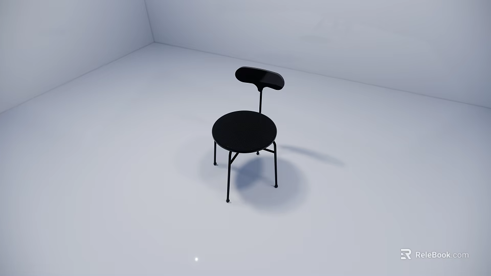 Modern Black Leisure Chair With Round Seat Curved Backrest And Metal Legs In White Room 3d model 