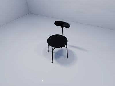 Modern Black Leisure Chair With Round Seat Curved Backrest And Metal Legs In White Room 3d model