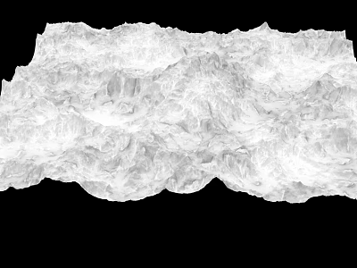 3D Rendered Mountainous Terrain With Undulating White Surface And Black Background 3d model