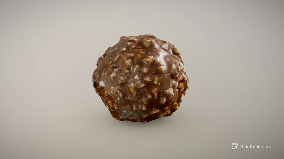 Delicious Chocolate Truffle Ball Covered in Crunchy Nut Pieces and Smooth Coating 3d model 