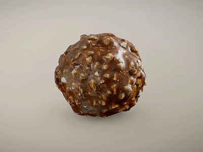 Delicious Chocolate Truffle Ball Covered in Crunchy Nut Pieces and Smooth Coating 3d model