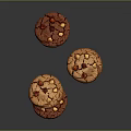 Chocolate Cookies With Nuts Red Dried Fruits And Cracked Surface On Dark Background