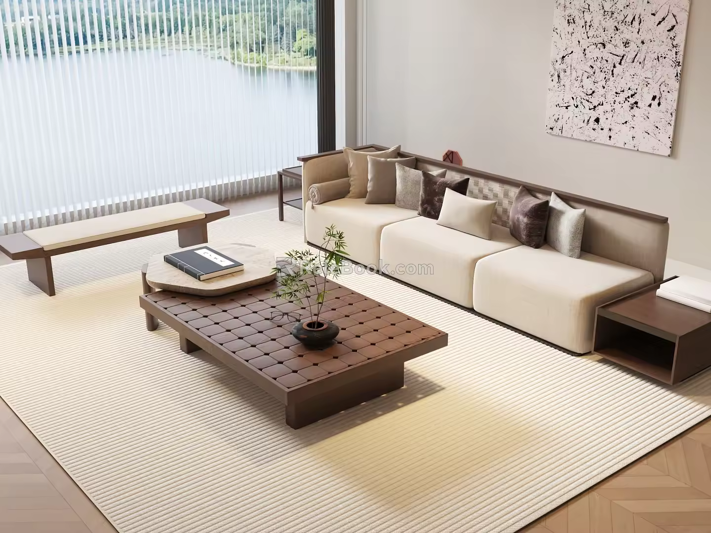 Sofa New Chinese Style Sofa Antique Style Sofa-Silent Style Sofa Combination Song Style Sofa Zen Style Sofa 3d model
