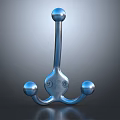 Modern Shiny Metal Wall Hook With Three Spherical Hanging Ends And Screw Base