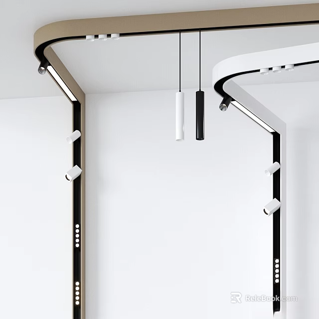 Modern LED Ceiling Light With Sleek Black White Design And Strip Lighting For Interior Space 3d model 