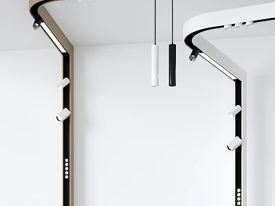 Modern LED Ceiling Light With Sleek Black White Design And Strip Lighting For Interior Space 3d model