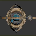 Decorative Brass Armillary Sphere With Intricate Metal Rings And Blue Globe