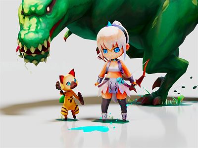 Modern Game Character Cartoon Girl Cartoon Characters model