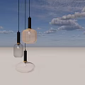 Modern Pendant Light With Three Glass Shades And Black Metal Hanging Structure 3d model