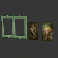 Ornate Double Picture Frames With Classic Portrait Paintings