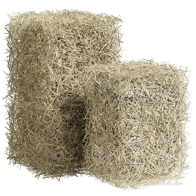 Natural Stacked Hay Bales Ideal For Farm Animal Feed And Landscaping 3d model 