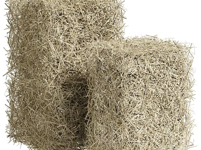 Natural Stacked Hay Bales Ideal For Farm Animal Feed And Landscaping 3d model