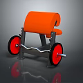 Gym Strength Training Fitness Equipment With Orange Seat Red Wheels And Sturdy Metal Frame