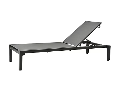 Black Outdoor Lounge Chair With Adjustable Backrest And Metal Frame 3d model
