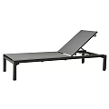 Black Outdoor Lounge Chair With Adjustable Backrest And Metal Frame