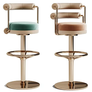 Light Luxury Bar Chair High Bar Chair Combination 3d model