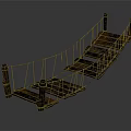 Rustic Suspension Bridge With Wooden Planks Ropes And Support Posts