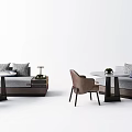Elegant Modern Sofa And Coffee Table Set With Throw Pillows Accent Chairs And Table Lamp 3d model