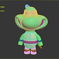 Green Ninja Turtle Character With Purple Bandana Brown Shell And Nunchaku In Cartoon 3D Render