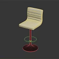 Modern White Striped Bar Stool With Backrest And Metal Base Design 3d model