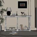 American-style end view desk 3d model