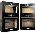 Black Built in Double Oven Kitchen Appliances With Glass Doors And Control Panels