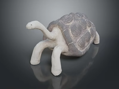 Reptile Turtle Sculpture with Textured Shell and Gray White Color on Dark Background 3d model