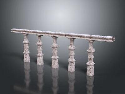 Classical Stone Fence With Ornate Columns And Textured Surface For Garden Decoration 3d model